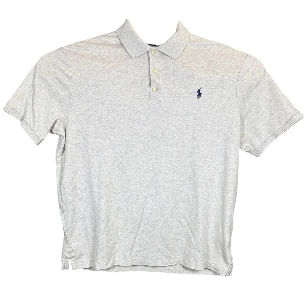 Polo Ralph Lauren Mens Classic Fit Short Sleeve Polo Shirt Heather Gray Large